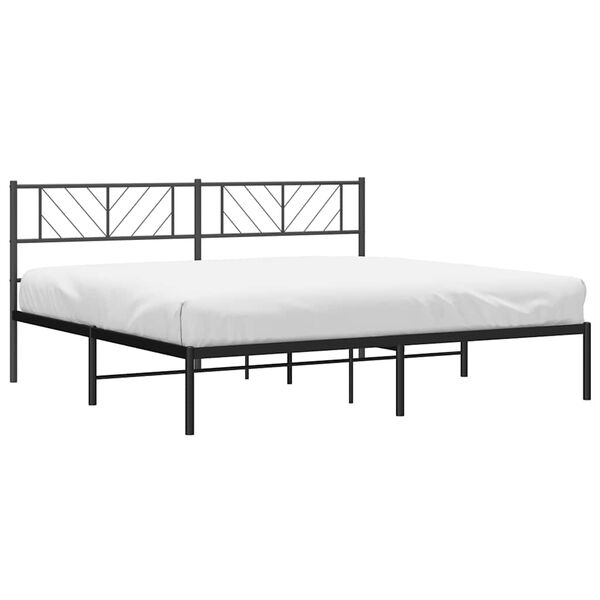 vidaXL Cadre de lit métal sans matelas avec tête de lit noir 193x203cm