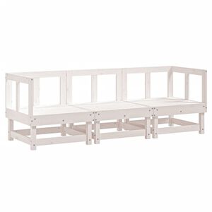 vidaXL Salon de jardin 3 pcs blanc bois massif de pin