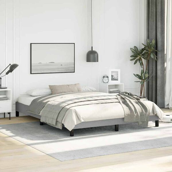 vidaXL Cadre de lit gris clair 152x203 cm tissu