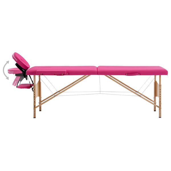 vidaXL Table de massage pliable 2 zones Bois Rose