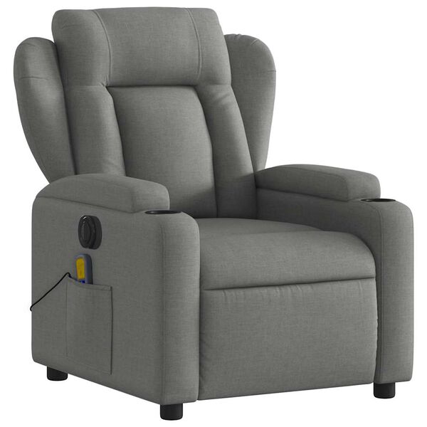 vidaXL Fauteuil inclinable de massage &eacute;lectrique gris fonc&eacute; tissu