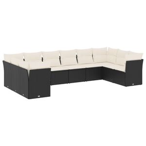 vidaXL Salon de jardin 10 pcs avec coussins noir r&eacute;sine tress&eacute;e
