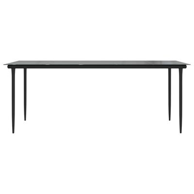 vidaXL Table à dîner de jardin Noir 200x100x74cm Acier et verre trempé