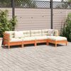 vidaXL Salon de jardin 5 pcs avec coussins cire marron bois pin massif