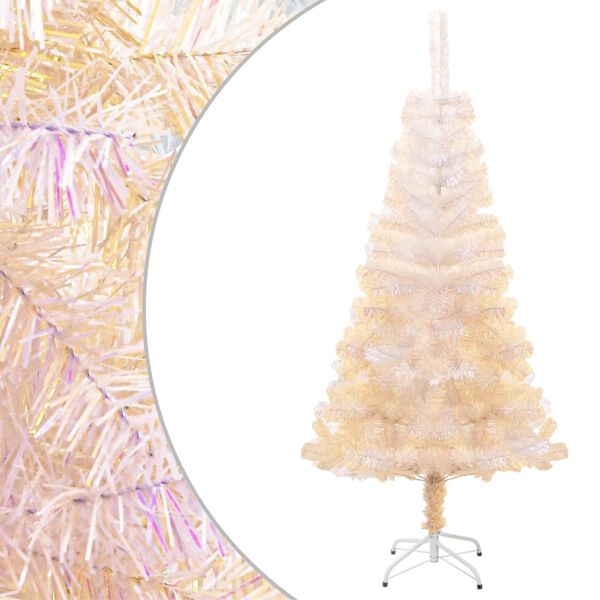 vidaXL Sapin de No&euml;l artificiel pointes iridescentes Blanc 120 cm PVC