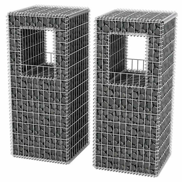 vidaXL Jardinière/Poteau de panier gabion 2 pcs Acier 50x50x120 cm