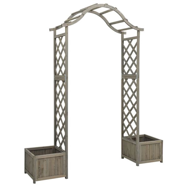 vidaXL Pergola de jardin avec jardini&egrave;re Gris Bois pin massif