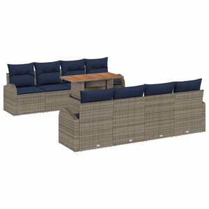 vidaXL Ensemble de canap&eacute; de jardin 7 pcs gris et bleu marine
