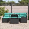 vidaXL Ensemble de canap&eacute; de jardin avec coussin 7 pcs Noir et bleu