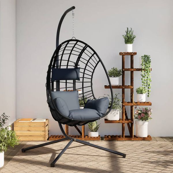 vidaXL Chaise suspendue &oelig;uf support anthracite rotin et acier