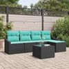 vidaXL Ensemble de Canap&eacute;s 6 pcs Noir et turquoise polyrotin
