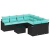 vidaXL Ensemble de canap&eacute; de jardin 9 pcs Noir et turquoise