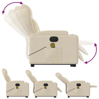 vidaXL Fauteuil inclinable de massage électrique crème tissu