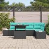 vidaXL Ensemble de canap&eacute; de jardin avec coussin 6 pcs Noir polyrotin