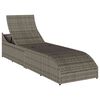 vidaXL Chaise longue pliante coussin et rangement gris r&eacute;sine tress&eacute;e