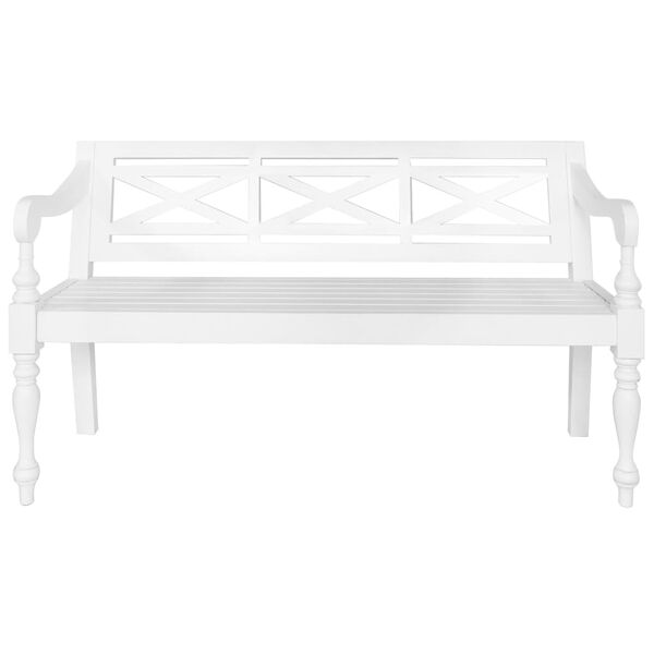 vidaXL Banc Batavia 123 cm Bois d'acajou massif Blanc