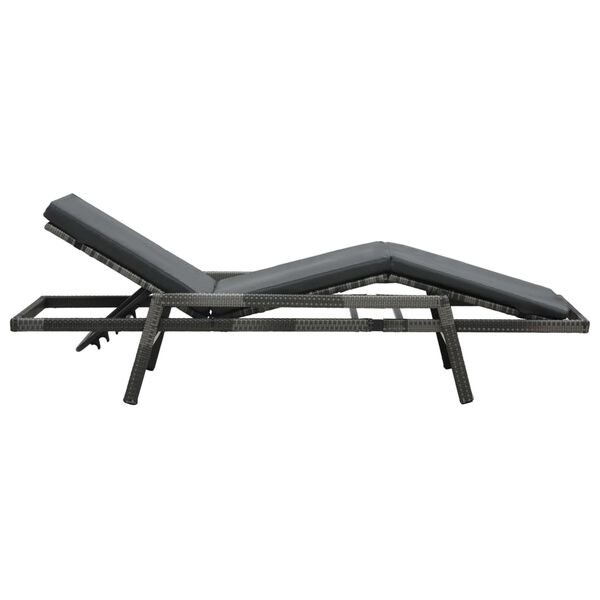 vidaXL Chaise longue avec coussin R&eacute;sine tress&eacute;e Gris