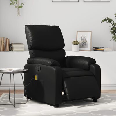 vidaXL Fauteuil inclinable de massage électrique noir similicuir