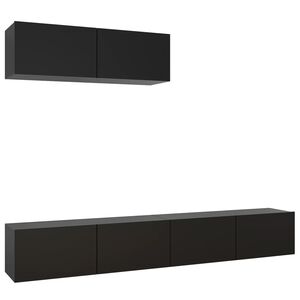 vidaXL Meubles TV 3 pcs Noir Bois d'ingénierie