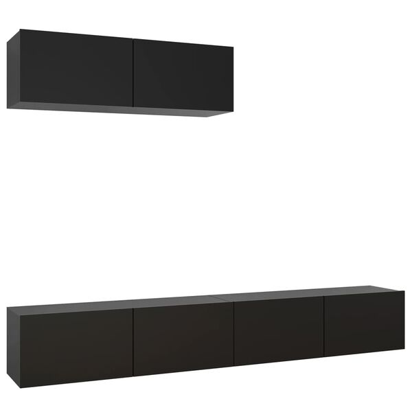 vidaXL Meubles TV 3 pcs Noir Bois d'ingénierie