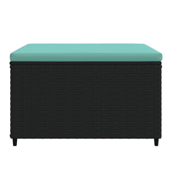 vidaXL Repose-pied de jardin avec coussin noir r&eacute;sine tress&eacute;e