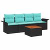 vidaXL Ensemble de canapé de jardin 5 pcs Noir et turquoise