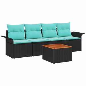 vidaXL Ensemble de canapé de jardin 5 pcs Noir et turquoise
