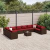 vidaXL Salon de jardin 11 pcs avec coussins marron r&eacute;sine tress&eacute;e