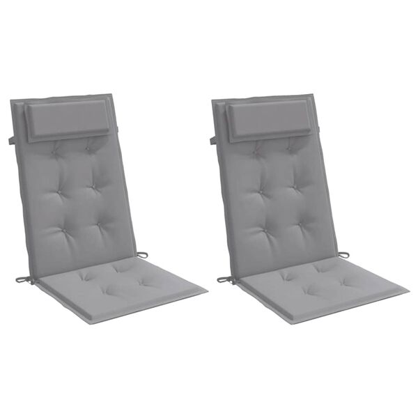 vidaXL Coussins de chaise &agrave; dossier haut lot de 2 gris tissu oxford