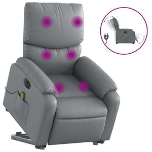 vidaXL Fauteuil inclinable de massage électrique gris similicuir