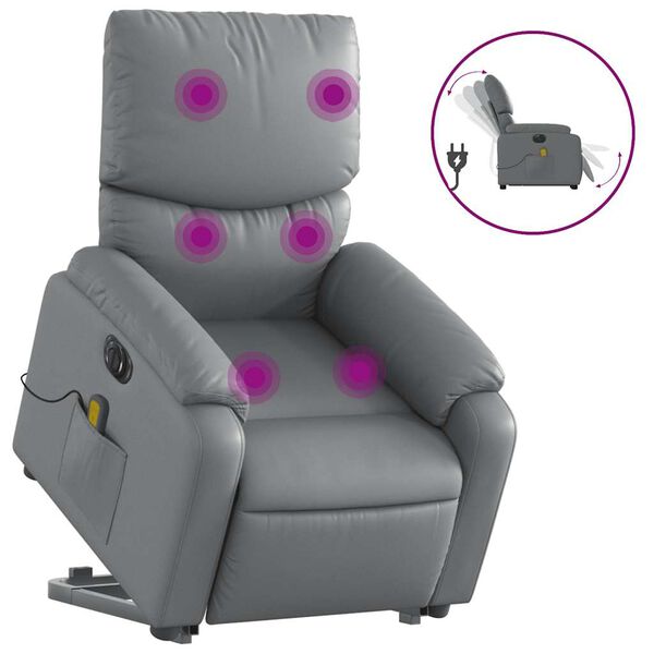 vidaXL Fauteuil inclinable de massage électrique gris similicuir