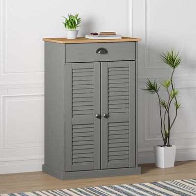 vidaXL Armoire à chaussures VIGO gris 60x35x96 cm bois massif de pin