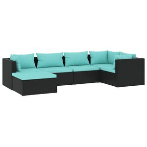 vidaXL Salon de jardin 6 pcs avec coussins R&eacute;sine tress&eacute;e Noir