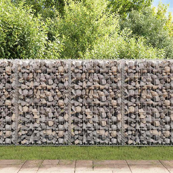 vidaXL Mur &agrave; gabion avec couvercles Acier galvanis&eacute; 80x20x100 cm
