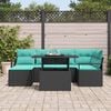 vidaXL Ensemble de canap&eacute; de jardin avec coussin 7 pcs Noir Poly rotin