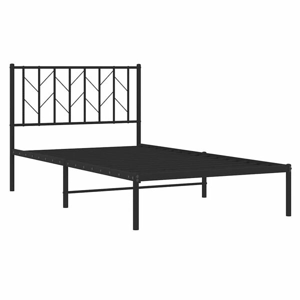 vidaXL Cadre de lit m&eacute;tal sans matelas avec t&ecirc;te de lit noir 100x200cm