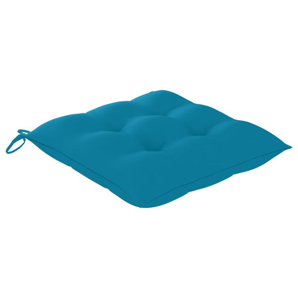 vidaXL Chaise &agrave; bascule avec coussin bleu clair Bois de teck solide