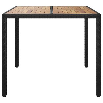 vidaXL Table de jardin 90x90x75cm Résine tressée et bois d'acacia Noir