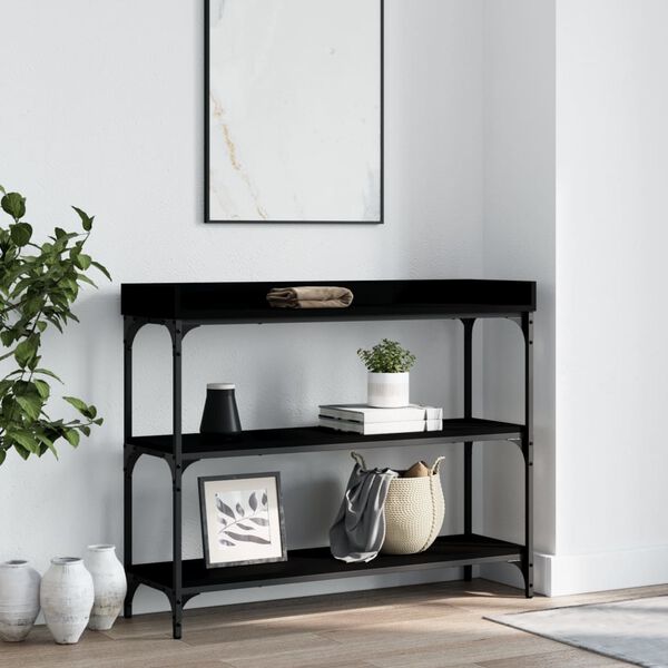 vidaXL Table console avec &eacute;tag&egrave;res noir 100x30x80 cm