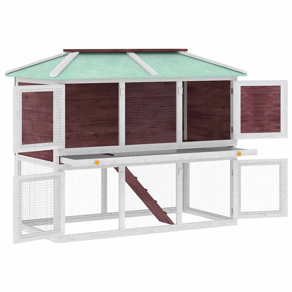 vidaXL Cage double pour animaux Marron Bois