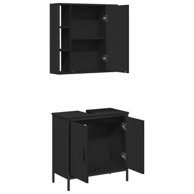 vidaXL Ensemble de meubles salle de bain 2 pcs noir bois d'ingénierie