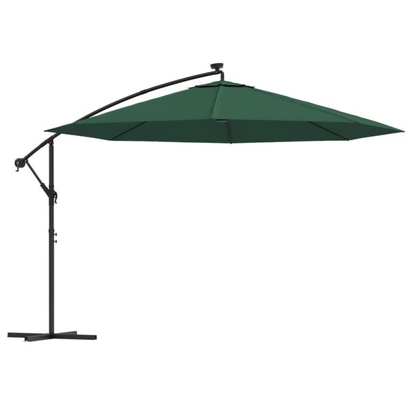 vidaXL Parasol de jardin en porte-à-feux et lumières LED mât en métal