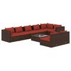 vidaXL Salon de jardin avec coussins 9 pcs marron r&eacute;sine tress&eacute;e