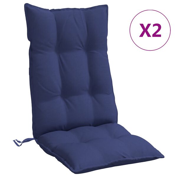 vidaXL Coussins de chaise &agrave; dossier haut lot de 2 bleu marine