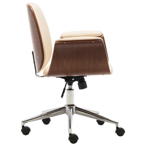 vidaXL Chaise de bureau Crème Bois courbé et similicuir