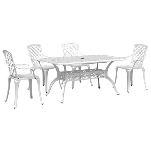 vidaXL Ensemble à manger de jardin 5 pcs blanc aluminium coulé