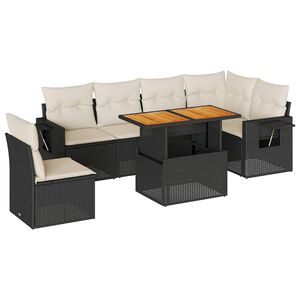 vidaXL Salon de jardin 7 pcs avec coussins noir r&eacute;sine tress&eacute;e