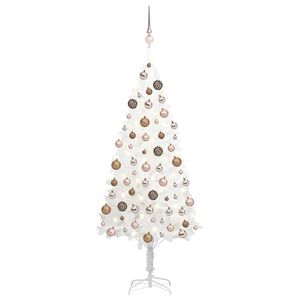 vidaXL Arbre de No&euml;l artificiel pr&eacute;-&eacute;clair&eacute; et boules blanc 120 cm