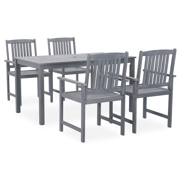 vidaXL Salon de jardin 5 pcs Gris Bois d'acacia solide