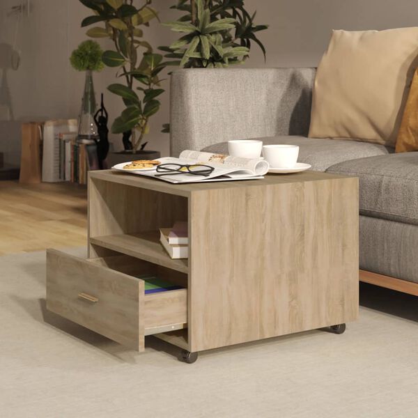 vidaXL Table basse ch&ecirc;ne sonoma 55x55x40 cm bois d'ing&eacute;nierie